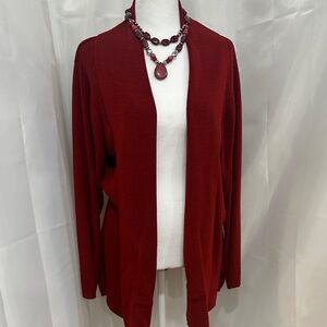 Dress Barn  Deep Red Women's Cardigan size large EUC has pocket
